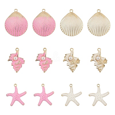 24Pcs 6 Style Spray Painted Alloy Pendants FIND-LS0001-60-1
