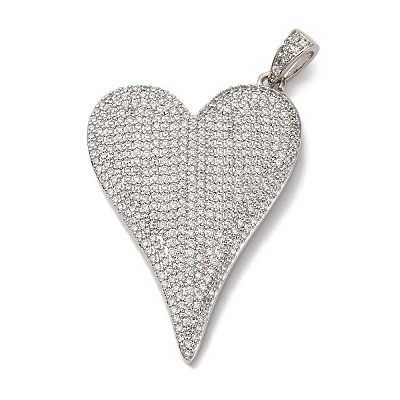 Brass Micro Pave Clear Cubic Zirconia Pendants KK-U076-17P-1