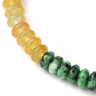 Natural & Synthetic Mixed Gemstone Flat Round Braided Bead Bracelet BJEW-JB09710-02-1