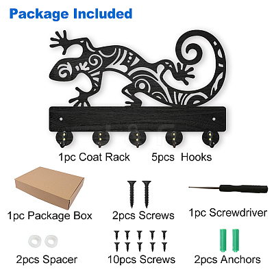Wood & Iron Wall Mounted Hangers HJEW-WH0055-057-1