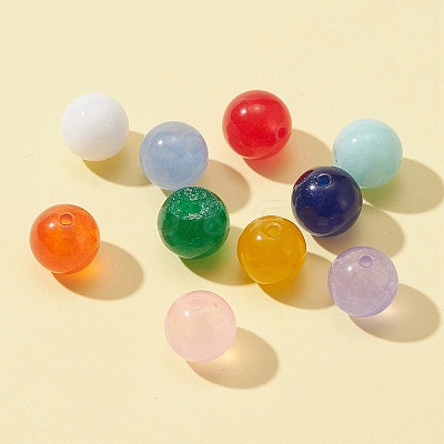 100Pcs 10 Colors Natural Dyed Malaysia Jade Beads G-FS0002-49-1