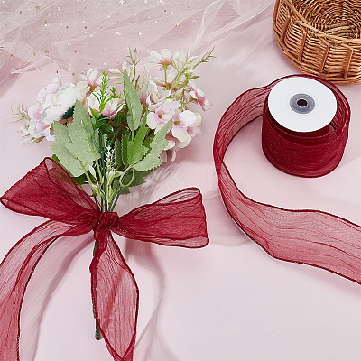 Polyester Organza Ribbons SRIB-WH0011-357B-1