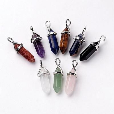 Bullet Natural & Synthetic Mixed Stone Pointed Pendants G-E332-A-1