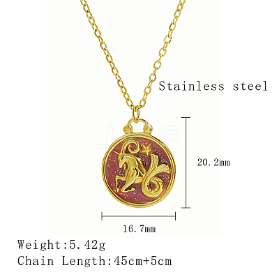 304 Stainless Steel Enamel Constellation Pendant Necklaces DJ0261-9-1-1