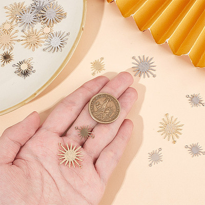 32Pcs 4 Styles Brass Solar Eclipse Links Connectors KK-DR0001-10-1
