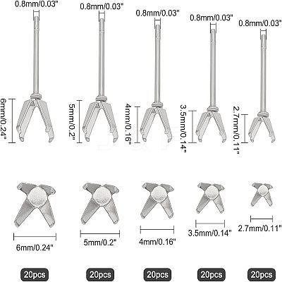 100 Pcs 5 Styles 304 Stainless Steel Stud Earring Findings STAS-UN0022-10P-1