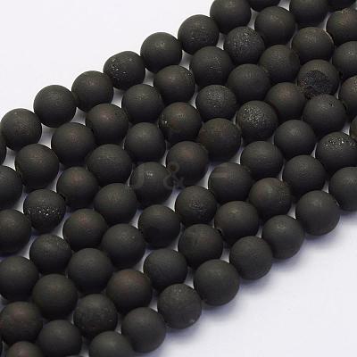 Electroplate Natural Druzy Agate Beads Strands G-G708-10mm-09-1