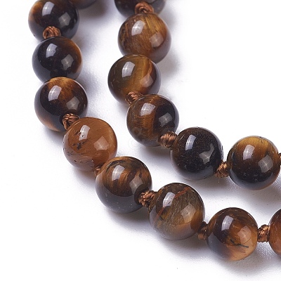 Natural Tiger Eye Beaded Necklaces NJEW-I107-02-1