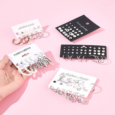 5 Sets 5 Colors Alloy Hoop Earring Sets EJEW-FS0001-23B-1