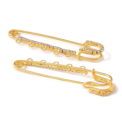 Iron Rhinestone Safety Pins Brooch Findings JEWB-E045-01C-G-1