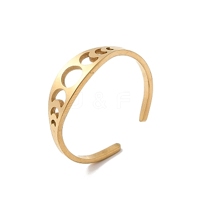 Adjustable 304 Stainless Steel Cuff Rings for Women LS-RJEW-F199-01G-1