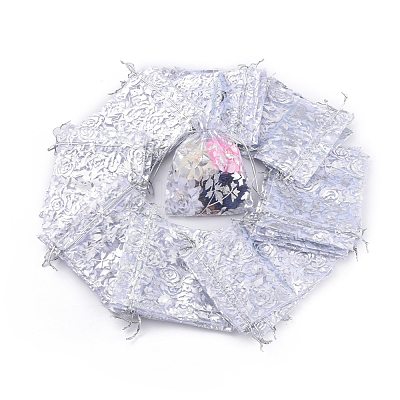 Rose Printed Organza Bags X-OP-R021-10x12-03-1