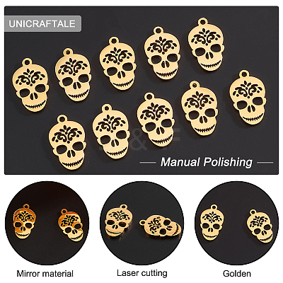 10Pcs 201 Stainless Steel Pendants STAS-UN0030-52-1