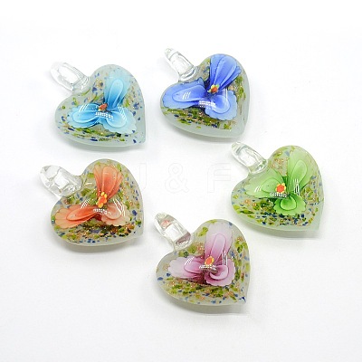 Heart Handmade Lampwork Pendants X-LAMP-L028-07-1