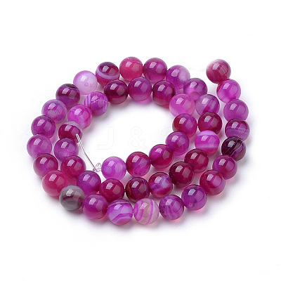 Natural Striped Agate/Banded Agate Beads Strands X-G-S259-04G-10mm-1