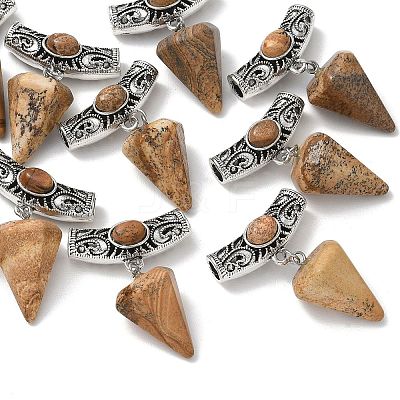 Natural Picture Jasper Pendants AL-CBA612E-11AS-1