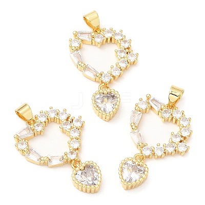 Rack Plating Brass Micro Pave Cubic Zirconia Pendants KK-A185-25G-1