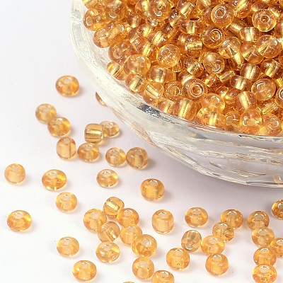 6/0 Round Silver Lined Round Hole Glass Seed Beads X-SEED-A005-4mm-22B-1