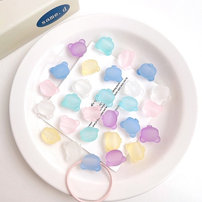 Rubberized Style Transparent Acrylic Beads OACR-L016-08-1