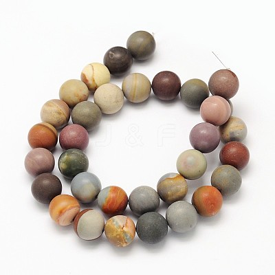 Frosted Round Natural Polychrome Agate Beads Strands G-N0166-67-6mm-1
