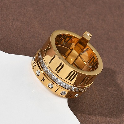 304 Stainless Steel Cubic Zirconia Finger Rings for Women Men RJEW-F189-06G-1