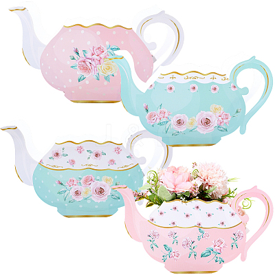 12Pcs 4 Styles Teapot Shaped Paper Bouquet Packing Boxes DIY-SP0006-40-1