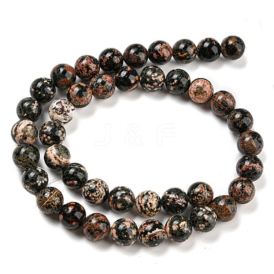 Natural Red Snowflake Obsidian Round Beads Strands G-P503-10MM-06-1
