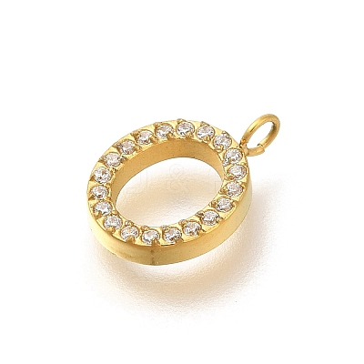 Ion Plating(IP) 304 Stainless Steel Micro Pave Cubic Zirconia Pendants STAS-H228-01G-10-1
