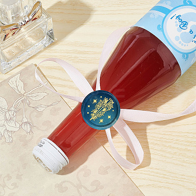 Brass Wax Seal Stamps with Wood Handle AJEW-WH0412-0060-1