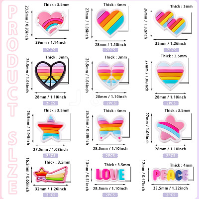 24Pcs 12 Styles Rainbow PVC Cabochons FIND-TA0005-48-1