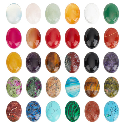30Pcs 30 Styles Natural & Synthetic Mixed Gemstone Cabochons G-GO0001-24-1