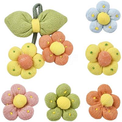 6Pcs 6 Styles Flower Cotton Brooches JEWB-CJ0001-72-1