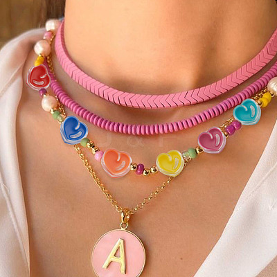 90Pcs 9 Colors Transparent Enamel Acrylic Beads TACR-CD0001-06-1