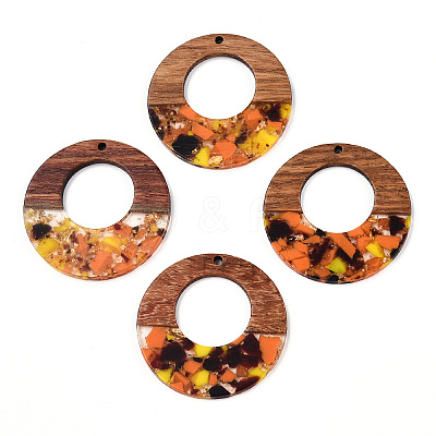 Transparent Resin & Walnut Wood Pendants RESI-TAC0017-74-A03-1