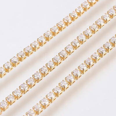 Handmade Brass Cubic Zirconia Cup Chains KK-O105-10G-A-1