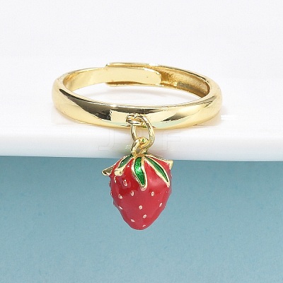 Brass with Enamel Finger Rings RJEW-Q019-02B-G-1