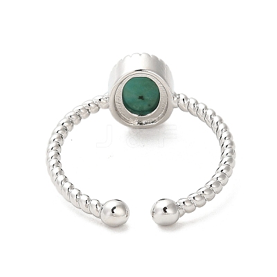 Natural Amazonite Open Cuff Ring RJEW-M166-04P-D-1