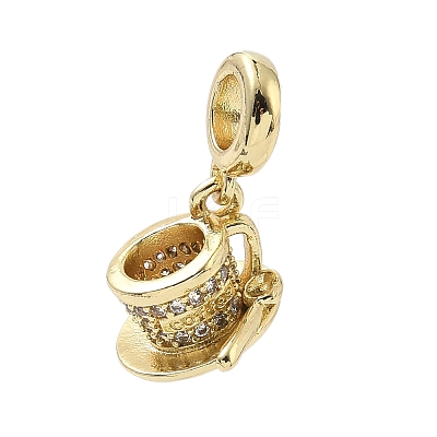 Brass Micro Pave Clear Cubic Zirconia European Dangle Charms KK-K368-37G-1