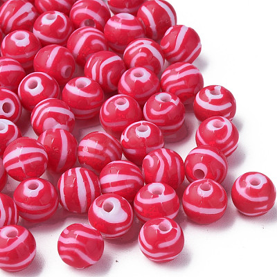 Opaque Striped Acrylic Beads MACR-S373-27D-03-1