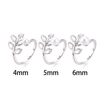 Leaf Shape Brass Shell Cuff Ring Settings KK-T076-63P-1