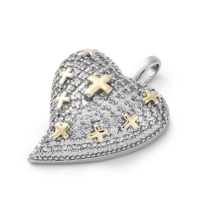 Brass Micro Pave Cubic Zirconia Pendants KK-S510-32GP-08-1