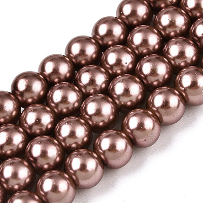 Baking Paint Pearlized Glass Pearl Round Bead Strands LS-HY-Q003-10mm-92-1