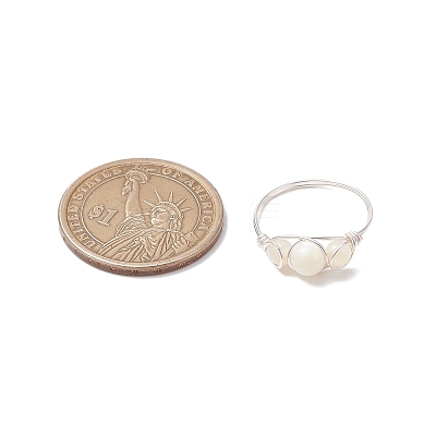 Round Natural Sea Shell Finger Rings RJEW-JR00848-02-1