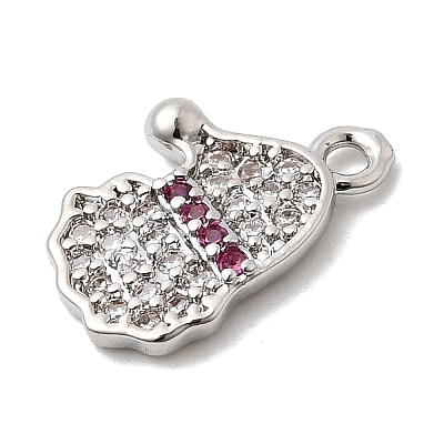 Christmas Brass Micro Pave Cubic Zirconia Charms KK-L258-04P-B01-1