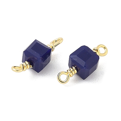 Glass Faceted Cube Connector Charms KK-C097-10G-02-1