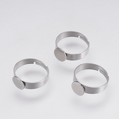 Tarnish Resistant Adjustable 304 Stainless Steel Pad Ring Settings STAS-I088-I-01P-1