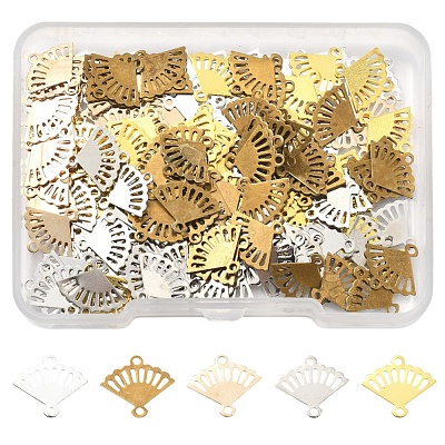 200Pcs 5 Colors Brass Laser Cut Hollow Connector Charms KK-FS0001-71-1