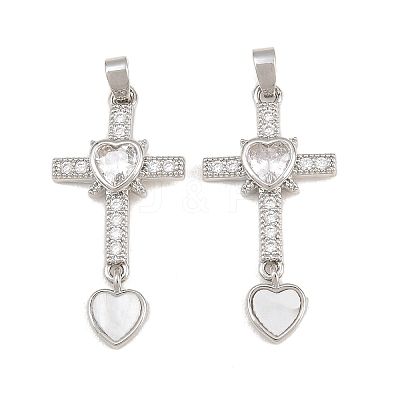 Brass Micro Pave Clear Cubic Zirconia Pendants CU-CBAA571-14P-1