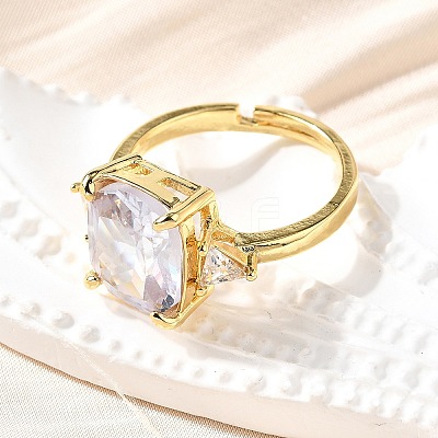 Brass Micro Pave Cubic Zirconia Finger Rings for Women RJEW-F181-11G-1