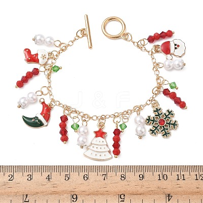 Christmas Alloy Enamel Charm Bracelets LS-BJEW-H634-01A-KCG-1